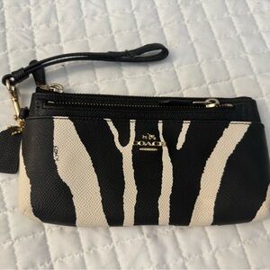 Coach wristlet zebra print